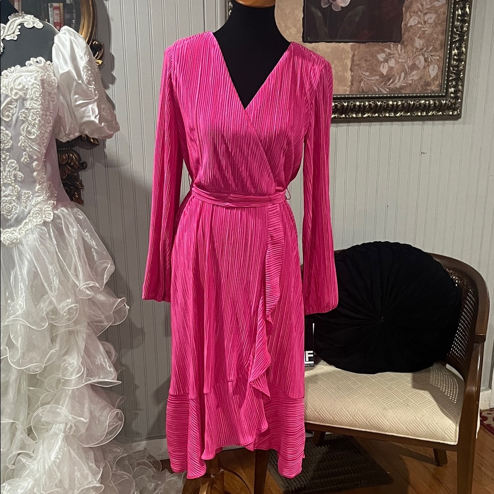 LF Vibrant Pink Long Sleeve Dress